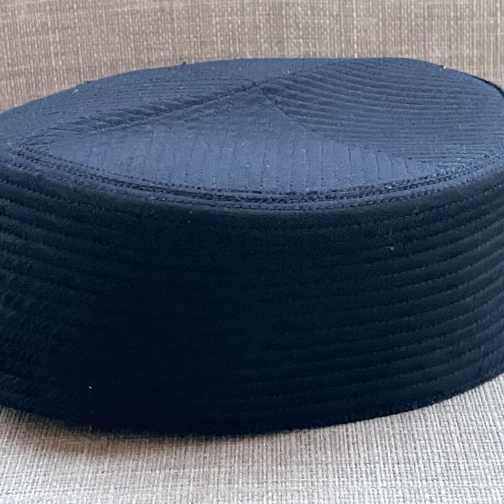 Men Hat Round Cap Prayer Topi Black Hat Religious Muslim Hat Size 54 cm New